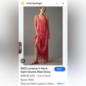 Anthropologie / RIXO Ladies Vibrant Pink Red Loreena Devore Maxi Dress-XL
